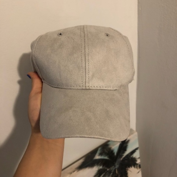 gray suede hat